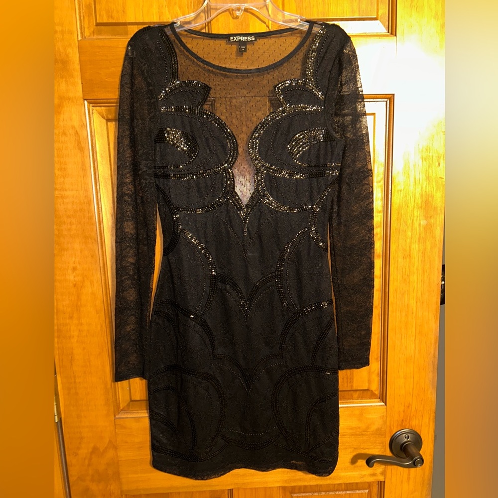 Black Sequin Express Dress. Size 0.
